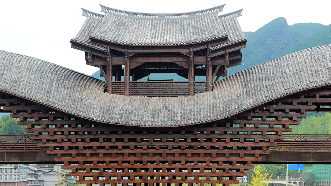 Podul acoperit de vânt și ploaie Zhuoshui, Qianjiang, Chongqing